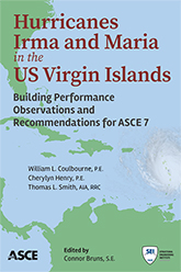 book cover with Carribean map in green and blue and text Hurricanes Irma and Maria in the US Virgin Islands